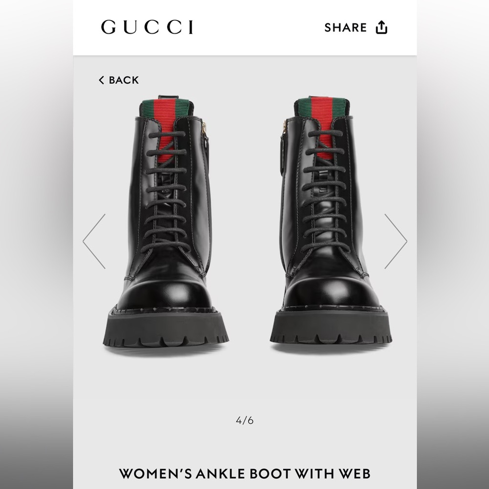 Gucci Black Ankle Boots with Web Detail